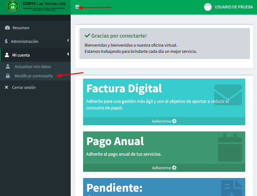 Modificar contraseña